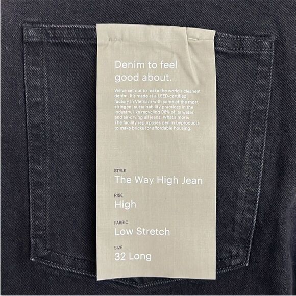 NWT Everlane Organic Cotton The Way High Jeans in Coal Raw Hem Size 32 Long - Picture 6 of 13